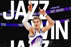 爵士官方发马尔卡宁“妖娆”姿势赢球海报 努尔基奇转发