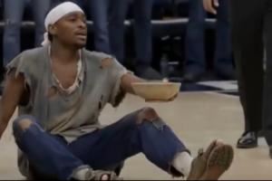 这哪个人才做的😅网友将SGA躺地大喘粗气AI恶搞成“乞丐要饭”